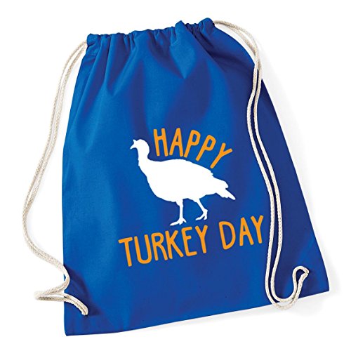 HippoWarehouse Happy Turkey Day - Thanksgiving Drawstring Cotton School Gym Kid Bag Sack 37cm x 46cm, 12 litres