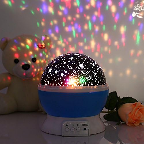 WANFULDA Rotating Night Light Projector Moon Starry Sky Star Master Children Kids Baby Sleep Romantic USB Lamp Projection.Colour blue