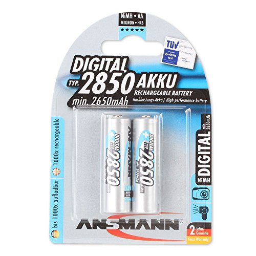 ANSMANN wiederaufladbar Akku Batterie Mignon AA 2850mAh NiMH hochkapazitiv Hohe Kapazität ohne Memory-Effekt Profi Digital Kamera-Akkubatterie 2er Pack ANSMANN wiederaufladbar Akku Batterie Mignon AA 2850mAh NiMH hochkapazitiv Hohe Kapazität ohne Memory-Effekt Profi Digital Kamera-Akkubatterie 2er Pack