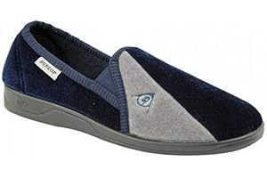 DUNLOP Mens Winston Slip On Memory Foam Washable Carpet Slippers Black/Grey