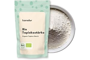 KAMELUR 1kg de fécule de manioc BIO fécule de tapioca sans additifs - fécule alimentaire de haute qualité provenant de la racine de manioc - fécule de tapioca BIO en emballage biodégradable