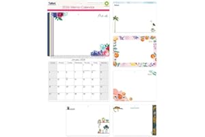 Sixstore Tableau mémo 2025, calendrier mural, reliure spirale, planificateur suspendu, mois pour afficher la famille, organisateur avec fil, stylo effaçable (conception aléatoire)