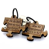 Lieblingsmensch 2er Set Gravur Partner Schlüsselanhänger aus Holz – Modell: Puzzle - 4