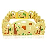 BABY VIVO Laufgitter Laufstall Baby Absperrgitter Krabbelgitter Schutzgitter für Kinder aus Kunststoff mit Tür und Spielzeug 14 Elemente - 3