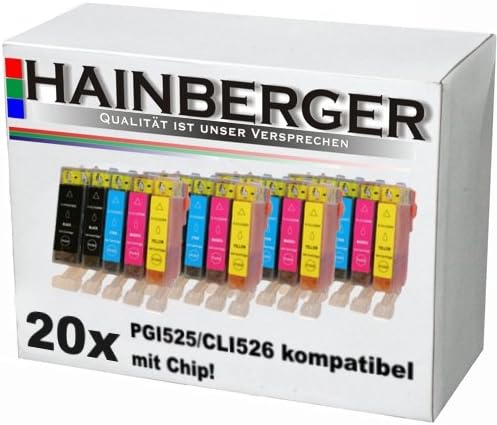Printer Cartridges Set of 20 with Chip / Level Indicator 4x Black 525BK 4x Black 526BK 4x Blue 526 4x Red 526M 4x Yellow 526Y