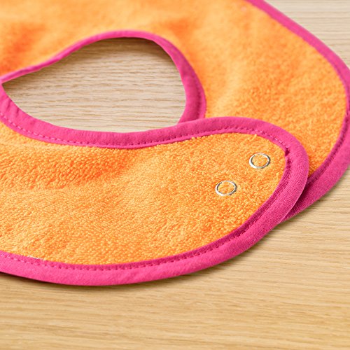 2er Set Riesen Baby-Lätzchen mit Druckknopf / 30×46 cm/ Schadstoffgeprüft nach Öko-Tex Standard 100 / Frottee – 100 % Baumwolle – Pink Orange - 3