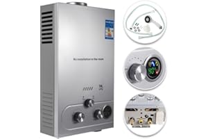 SHENGJINSH Scaldabagno a Gas GPL con Modalità Inverno ed Estate,Caldaia a Gas da 36KW a Parete senza Serbatoio Scaldacqua Istantaneo,Scaldabagno Gas di Petrolio Liquefatto,Uscita Dell'acqua Calda 18L/min (18L)