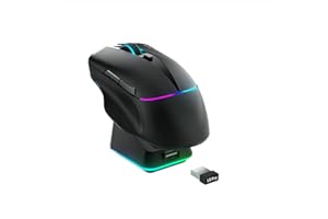 Machenike 8KHz Ratón Gaming Inalámbrico con Base de Carga RGB,26,000 Puntos por Pulgada,PAW3395 Sensor,Mouse Gaming Inalámbrico para PC, Mac,6 Botones Programables, Batería de Larga Duración,