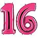 Produktbild PartyMarty Ballon Zahl 16 in Pink - XXL Riesenzahl 100cm - zum 18. Geburtstag - Party Geschenk Dekoration Folienballon Luftballon Happy Birthday Rosa