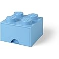 LEGO Brick Drawer, 4 Knobs, 1 Drawer, Stackable Storage Box, Light Royal Blue