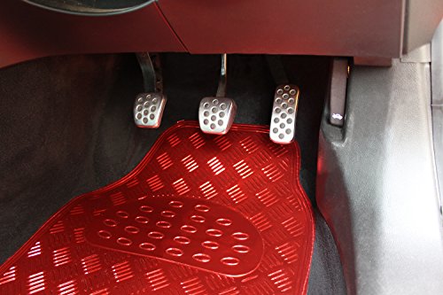 JVL 01-692 Titan Ensemble de Tapis de Voiture Métalliques Envers en Caoutchouc, Rouge, 4 Pièces