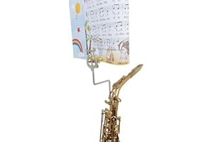 LKJYBG Saxophon Notenständer Lyra Kleiner Notenständer für Trompete, Klarinette, Lyre/Marschgabel/Kornett/Flügelhorn/Klemmglocke Soundman für Bb-Klarinetten Notenständer Silber