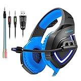 ZaKitane LED Light Gaming Headset PS4 MIC,3.5mm Over-Ear Headphone Earphone for 