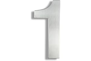 HASWARE Numero civico moderno in acciaio inossidabile spazzolato Elegante porta alfabeto placca Street Home Decor (1, 6 pollici argento)