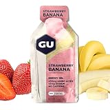 Vegano GU Energy Gel Energizante de Fresa y Plátano - Paquete de 24 x 32 gr - Total: 768 gr