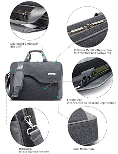CoolBELL 15 6 Zoll Laptop Tasche Nylon Schultertasche mehrfach Abteil Messenger Bag Handtasche Tablet Aktentasche f  r Laptop   Tablet   Macbook Grau