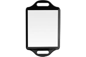 Mirrorvana XL Miroir à Main pour barbier et Salon de Coiffure, Miroir de Coiffeur Portable Professionnel, 35 cm x 21 cm (Noir)