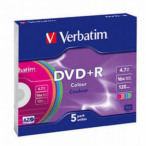 Verbatim DVD+R Advanced AZO 16x Speed Colour Surface 5er Pack Slim Case DVD-Rohlinge