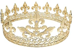 LEEMASING King - Corona o decoración de fiesta para hombre, corona medieval real dorada para cosplay, regreso a casa, decoración de fiesta de graduación (dorado)