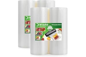 ‎WVACFRE WVacFre 4 Folienrollen 20x1500cm Vakuumierrollen für Lebensmittel,BPA-Frei Vakuumierbeutel Sous Vide Beutel Folien für Vakuumierer und Folienschweißgeräte Geeignet