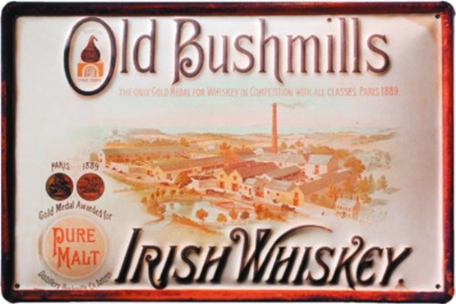 Preisvergleich Produktbild Schild Alu Artdeco Old Bushmills Irish Whiskey 110x80mm