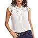 Produktbild BHYDRY Frauen Sommer ärmellose Fliege Spitze dünne Chiffon Bluse Top Tank Weste Shirt (EU-36/CN-S, Weiß)