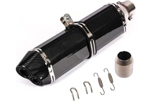 TPWEWRX Silencieux d'échappement universels de moto 38-51mm Texture en fibre de carbone noire Tuyau d'échappement arrière En acier inoxydable Éliminateur de bruit Moto DB Killer pour ATV Scooter (B)