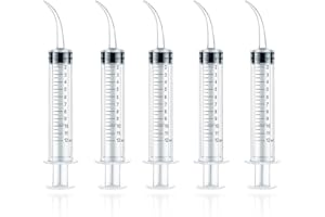 NTRUXZP 5 piezas de 12 ml jeringa dental oral solución de limpieza de oído tubo vacío gancho de extracción jeringas suministros de extracción con puntas curvadas cuidado de los dientes Jeringa Riego