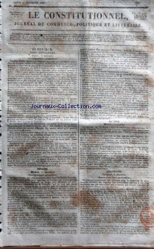 CONSTITUTIONNEL (LE) [No 346] du 12/12/1825 - ILES IONIENNES - A ZANTE - IBRAHIM-PACHA REVINT A TRIPOLITZA - DANS LA MOREE - RESCHID -PACHA ABANDONNE PAR LES ALBANAIS ESPAGNE - A MADRID - LE SURINTENDANT DE POLICE RUFINE GONZALEZ - M. RECACHO - CASTILLE GORDON BAVIERE - A MUNICH - LE NOUVEAU ROI D BAVIERE ALLEMAGNE - A STUTTGARD - LES ELECTIONS POUR LA FORMATION DE NOTRE NOUVELE CHAMBRE DES DEPUTES - M. COTTA DE COTTENDORFF - M. DE VARNBUHLER - M. D'OW - MM. BOLLEY - HOSACKER - WAGNER - M. JAUM