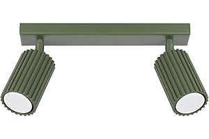 ‎SOLLUX LIGHTING SOLLUX lighting Deckenlampe Deckenleuchte Deckenstrahler Aluminium 2 Flammig 30 x 6,5 x 16,5 cm Karbon Olivgrün