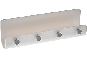 UNGROL LuoCoCo Modern Mail Holder and Key Rack Wall Mounted, Letter Post Organizer with 4 Key Hooks and 2 Pack 3M Self Adhesive Tape, Letter Box, Mail Porch Shelf, White 1 PCS