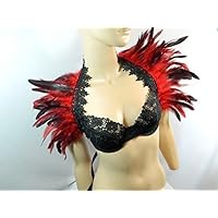 Federstola rot Bolero Shrug Wrap Gothic Steampunk