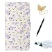 Produktbild iPhone X Handyhülle,iPhone X Hülle,TOUCASA Brieftasche flip PU leder ledercase magnet leder klappbar Hülle etui tasche 360 grad Karte Halterung Kartenfächer extra Dünn Klapphülle Leinwand Buntes Ölgemälde für Apple iPhone X-Blaue Blumen+ Gratis Touch Stylus Pen & Staubstecker