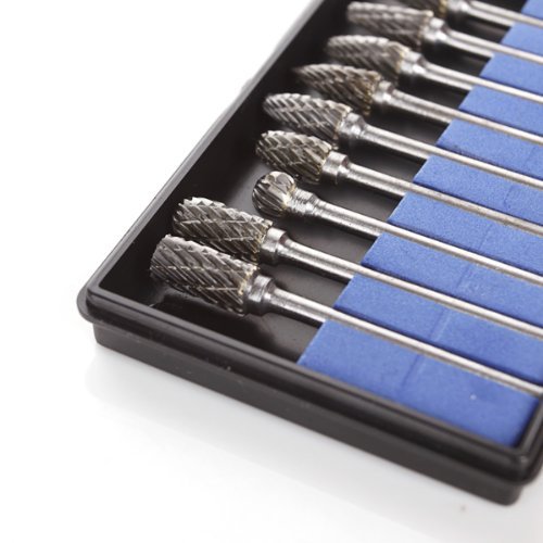 ‚SHINA 10 x 1/8 Hartmetall-Frässtifte Wolframcarbid Dremel Rotary Burr für die Behandlung von verschiedenen Metallen, sinmetálicos Tranchiermesser, Gravur, Lochung Tischlerei - 3