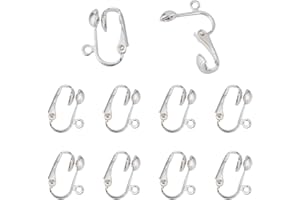 PH PandaHall 20pz Clip per Orecchini Fai Da Te Orecchini a Clip Argento, 15.5x13.5mm Componenti di Orecchino in Ferro Connettore per Creazione Gioielli Fai Da Te