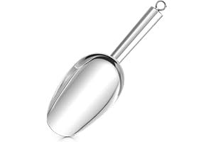 Herogo Ice Scoop, 12oz Stainless Steel Food Sweet Scoop, Metal Flour Scooper for Pet Coffee Candy, Multi-Use for Kitchen, Bar, Wedding, Buffet, Party, Durable & Mirror Finish, Dishwasher Safe