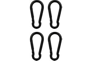 HOMPER 4 x karabińczyk M6 – wytrzymały karabińczyk ze stali nierdzewnej 304, klipsy do kluczy, na zewnątrz, na kemping, wędrówki, czarny