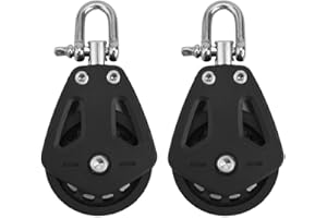 GLFLOW 2 Poleas de nailon de alta resistencia, polea única, accesorios marinos giratorios, capacidad de carga de 460 kg, cuerda de 10 mm