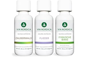 VIA NORDICA Saunaaufguss Set [AtemFrei-Komplex Formel] Saunadüfte & ätherische Öle - Tolles Saunaaufguss Probierset, Saunaöl Saunaduft Sauna-Zubehör Wellness Aufguss Duftöl - Set Frühling