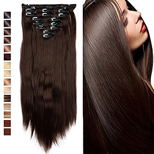 S-noilite Venta caliente Clip verdadero cabeza larga completa de las extensiones de cabello Extensión Sexy dama de la moda de Halloween opción 50 Colores 23 Inches-Straight rubio medio