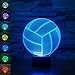 Produktbild Volleyball Geschenk Nachtlicht 3D neben Tischlampe Illusion, Jawell 7 Farben ändern Touch Switch Schreibtisch Dekoration Lampen Geburtstag Weihnachtsgeschenk mit Acryl Flat & ABS Base & USB Kabel