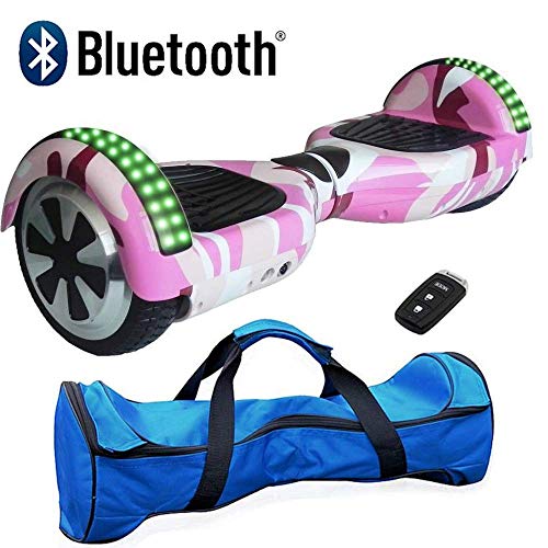 Nero Sport Pink Camo 6.5" Electric Self Balance Hover Scooter Board with 2 wheels and Bluetooth - Includes carry bag and remote key