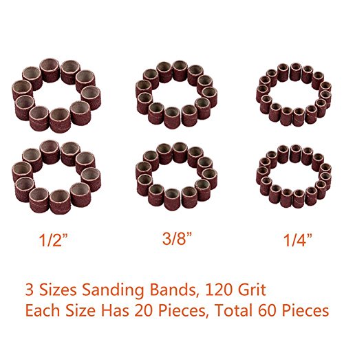 TILY 66 Stück Drum Sanders Set 60-teilig Schleifen Bands und 6 Stück Drum spannfuttern - 7