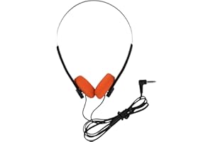 Housoutil écouteurs Casque DJ Casque rembourré Bandeau Gilets pour Enfants crâne Stickers muraux Classique Audio avec Micro éponge Orange