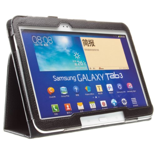 Design Tab3 10.1 Standtasche für SAMSUNG GALAXY TAB 3 P5200 P5210 P5220 Hülle Etui Tasche Case ULTRASLIM (Schwarz) - 6