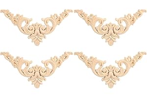 ‎YOSOO Yosoo Geschnitzte Deko-Applikation aus Kautschukholz, zum Anbringen an Türen, Schränken und Möbeln, 4 Stück, 12 * 12cm