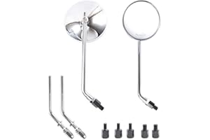 APEBAZY Specchietto retrovisore per moto, classico, retro da 4", cromato, con viti da 8 mm e aste in metallo per ATV, scooter, Dirt Bike Cruiser