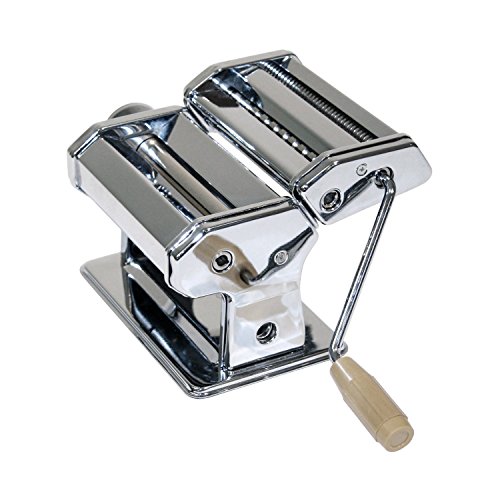 Oramics Nudelmaschine verchromt mit Kurbel, 9 Teigdicken und 3 Walzen für Spaghetti, Pasta und Lasagne, Manuelle Pasta Maschine Pasta Maker - 2