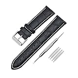Leder Uhrenarmband Zeiger Uhrenarmbänder Uhren Armband Uhren Ersatzarmband schwarz Ersatz Uhrenarmbänder für Herren und Damen mit Reparaturwerkzeug 20mm ZEI-UKB003-FBA