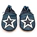 Dotty Fish Soft Leather Baby and Toddler Shoes - Boys Navy and White Star Design with Suede Soles - 18-24 Months